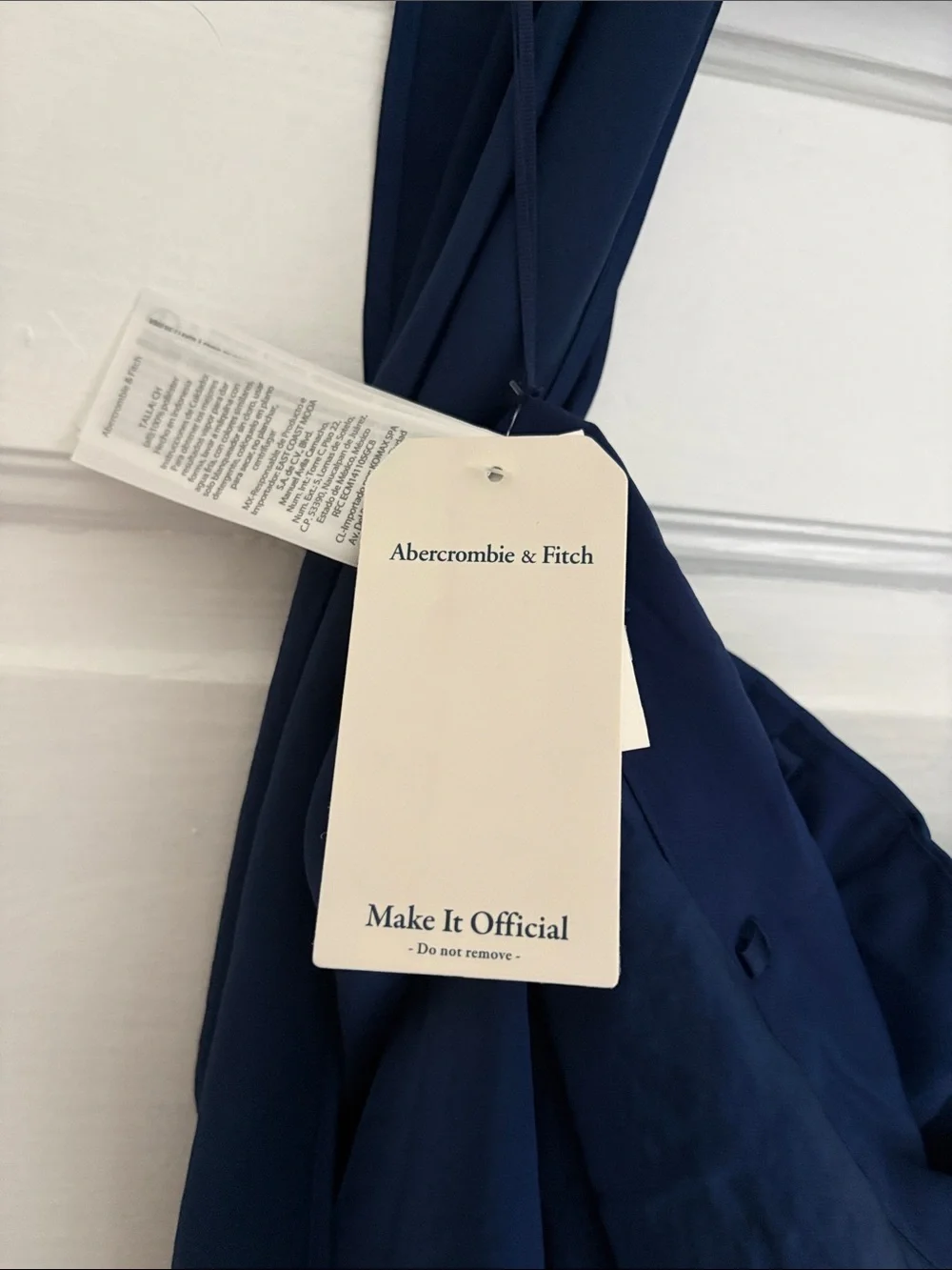 Abercrombie & Fitch Strapless Navy Maxi Dress with scarf NWT